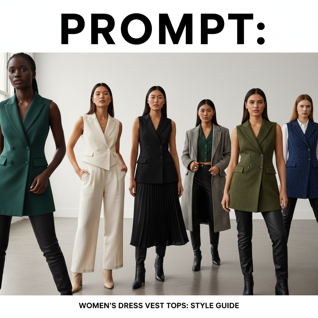 Diverse women in stylish dress vest tops pose in a bright studio, showcasing modern fashion trends.