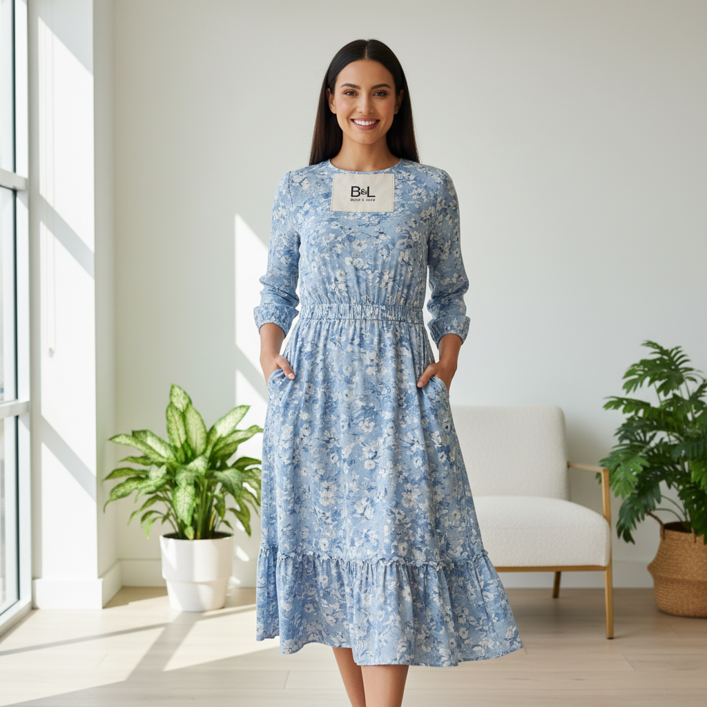 Stylish, budget-friendly dress worn by a confident model in a bright, modern setting for Best & Less.