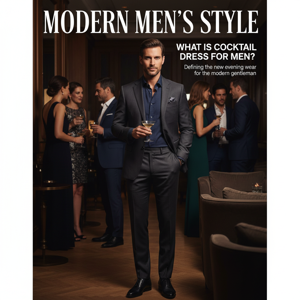 Modern Men’s Style: Defining cocktail dress for men in an upscale, social lounge setting.