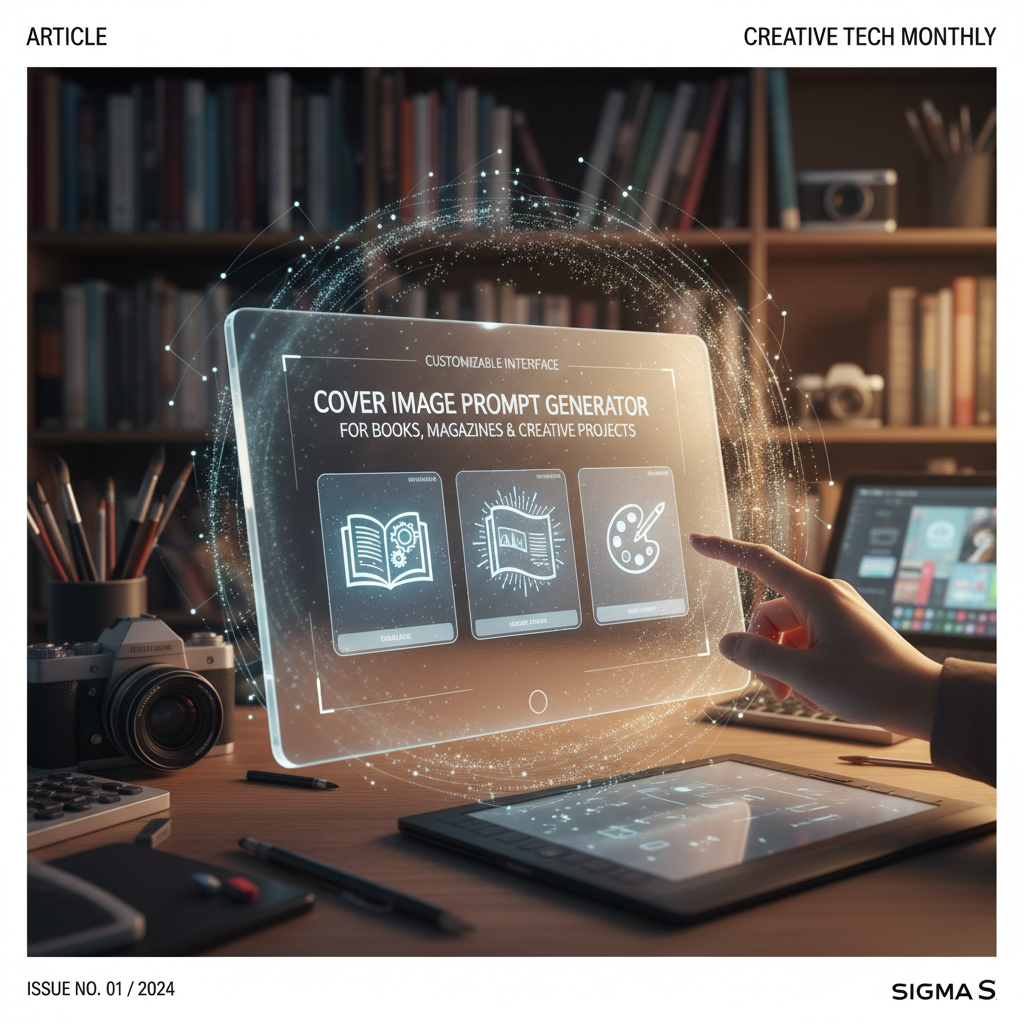 A customizable cover image prompt generator for books, magazines, and various creative projects.