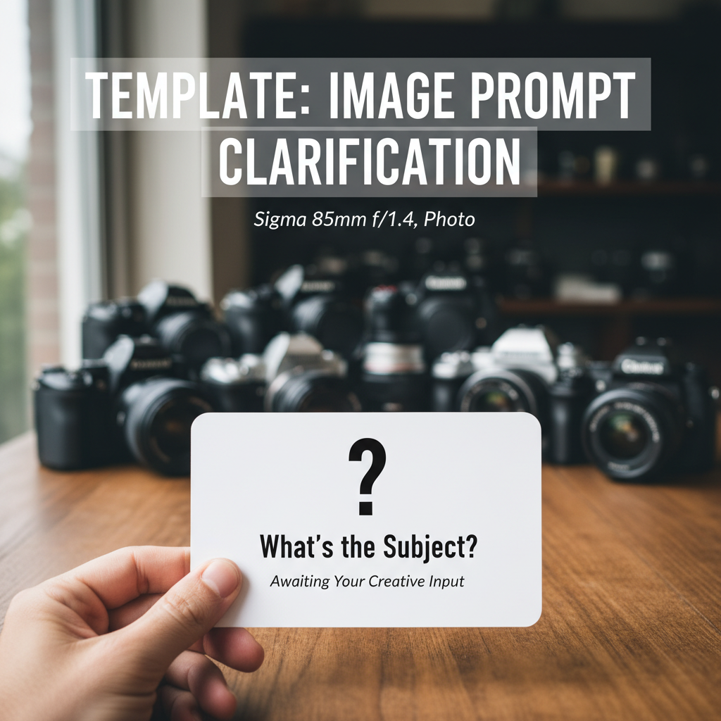 A realistic cover template requesting clarification for a custom image prompt or subject suggestion.