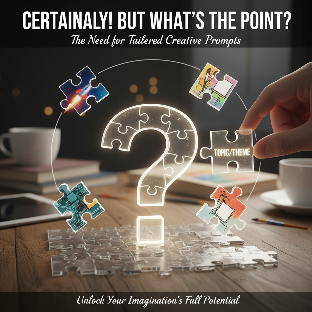 Cover image illustrating the need for a specified topic or theme for tailored creative prompts.